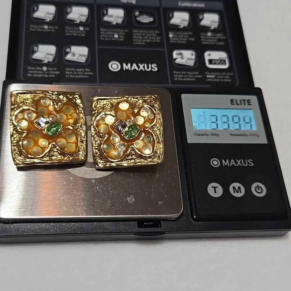 Christian Lacroix Resin & Crystal Floral Clip-on Earrings